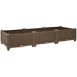 Helloshop26 - Hochbeet Pflanzkübel Blumen Garten 120 x 40 x 23 cm Polypropylen braun 02_0000903