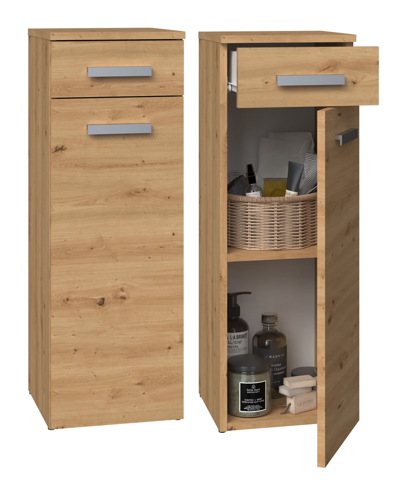 Topeshop NEL V DS ARTISAN opbergkast voor de badkamer, eikenhout