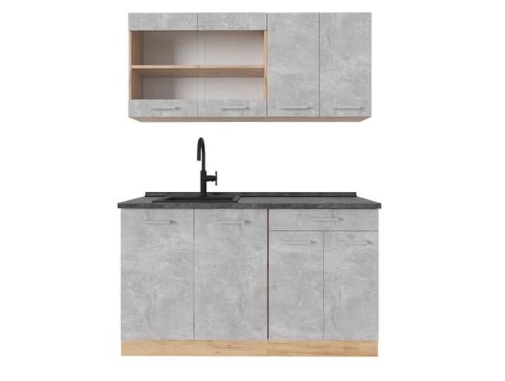 Vicco Single küche R-Line, Beton/Goldkraft Eiche, 140 cm