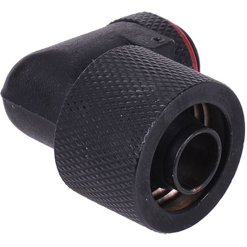 Aquatuning 16/10mm Anschraubtülle 90° drehbar G1/4 - gerändelt - schwarz matt