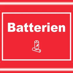 HB-Druck Batterien Mülltrennung Aufkleber Text Symbol AA AAA A7 (74x105mm)
