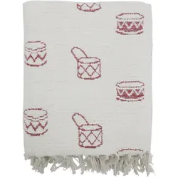 Chic Antique Aix Plaid Chenille mit Trommeln Creme & Rot, 150 x 130 cm - Creme und Kirschrot