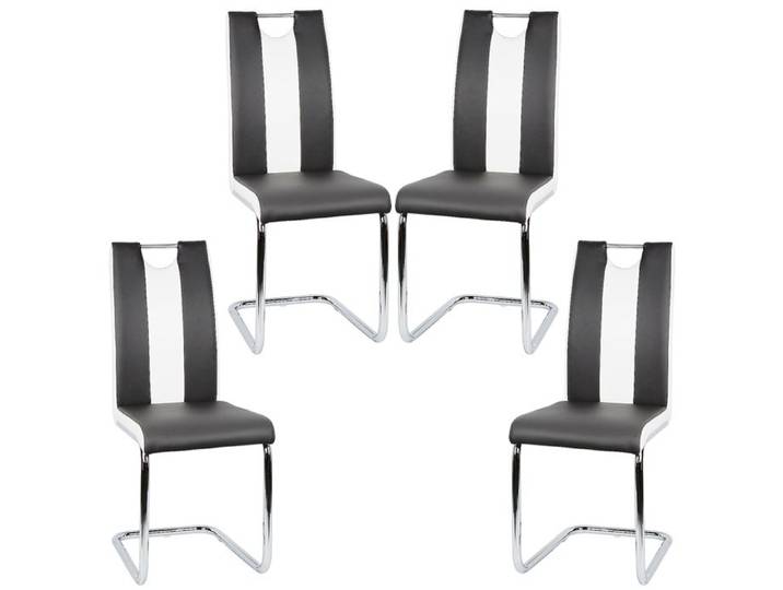 Lot de 4 Chaises de Salle à Manger VIVOLILV Chaises Cantilever avec Assise Rembourrée Salle a Manger ou Cuisine Noir+ Blanc