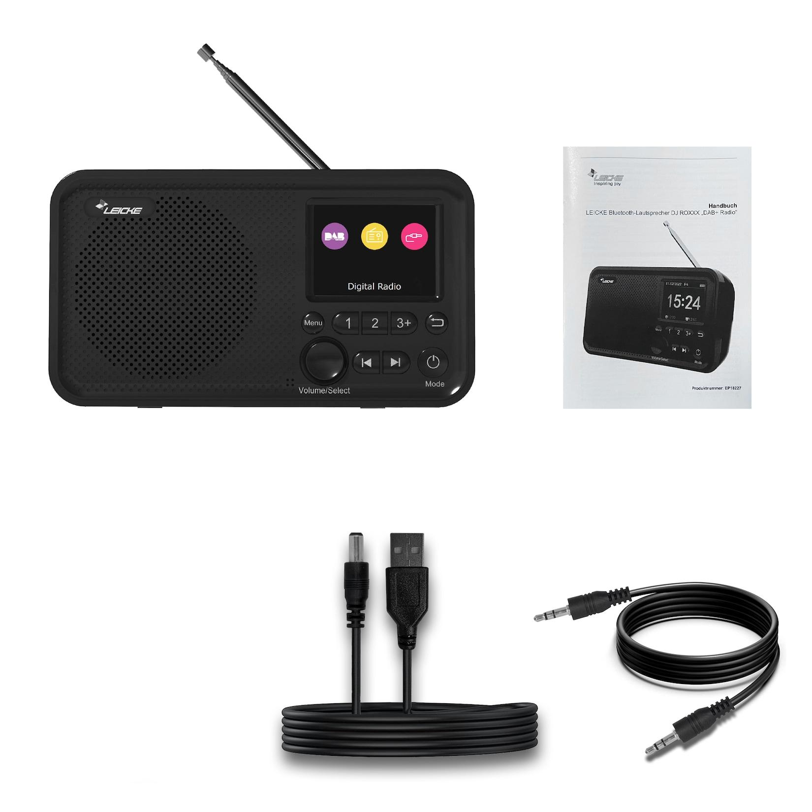 LEICKE DJ ROXXX DAB+ Radio mit Bluetooth 5.0, Küchenradio, 2000mAh Batterie