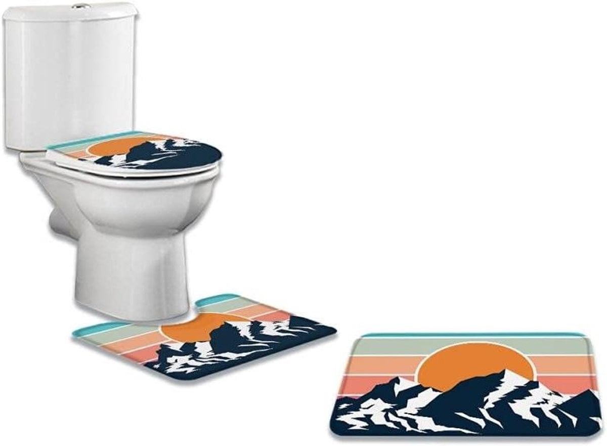 3-delige badmat set met antislip achterkant voor badkamer decoratie