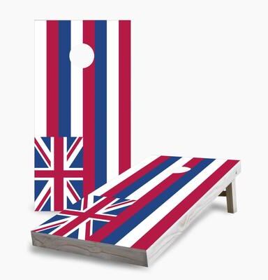 Skip's Garage Hawaii State Flag Regulation 2x4 Cornhole Game Set