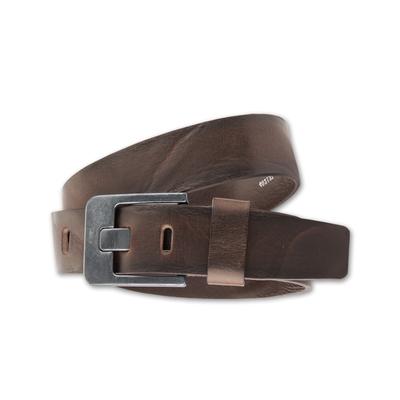 Ledergürtel BERND GÖTZ "Ledergürtel mit markanter dunkler Designschließe", Herren, Gr. 80, dunkelbrau, Rindsleder, Gürtel Ledergürtel