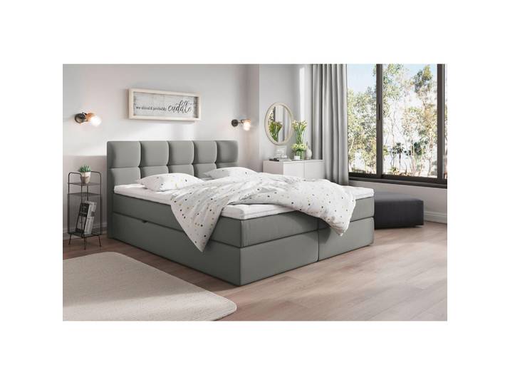 Boxbett, Dunkelgrau, 180x200 cm, Holz & Textil, Mit Bettkasten, Modern, Livetastic