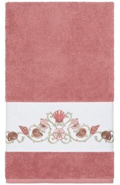 Authentic Hotel and Spa Turkish Cotton Shells Embroidered Tea Rose Bath Towel