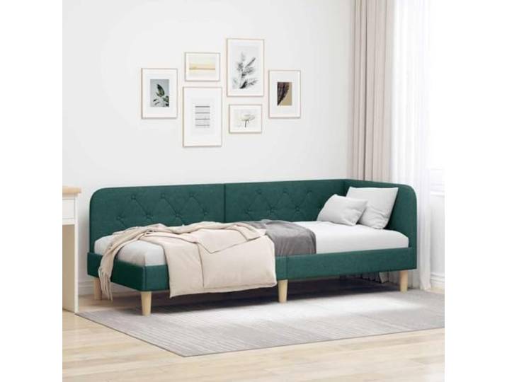 RJPLMFV Eckbettgestell, Dunkelgrün, 80 x 200 cm, Stoff Schlafsofa, umklappbar, Armlehne, wendbar, Polyester, weich, modernes Design, platzsparend