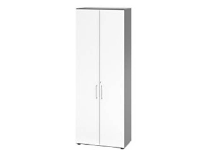 Hammerbacher Schrank Spanplatte 5 Fachböden abschließbar Graphit, Weiß