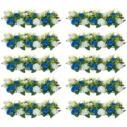 VEVOR Kunstblumen, 10 Stück, 500x220x120 mm, Blumenkugeln, Tischdekoration für Hochzeiten, Kunstrosen-Arrangements für Hochzeitsmittelstücke, Heimdekoration, blaue und weiße Rosen