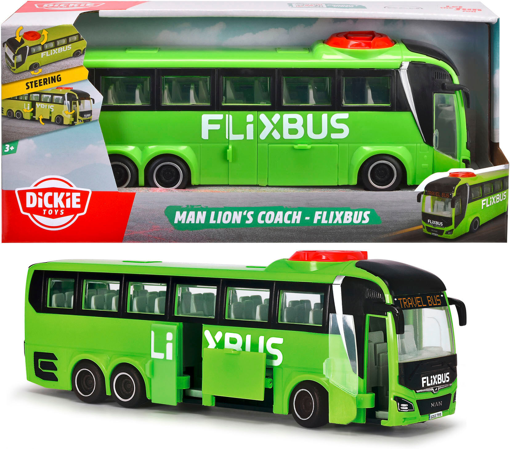 Spielzeug-Bus DICKIE TOYS "MAN Lion's Coach - Flixbus", grün, Spielzeugfahrzeuge, Kinder, Kunststoff, Spielzeug-Bus