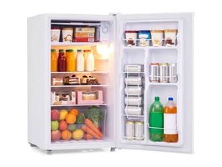 Mini Réfrigérateur 80L COSTWAY-Étagères Amovibles-Porte Simple-Éclairage LED-5 Température-Silencieux-Classe E-Blanc