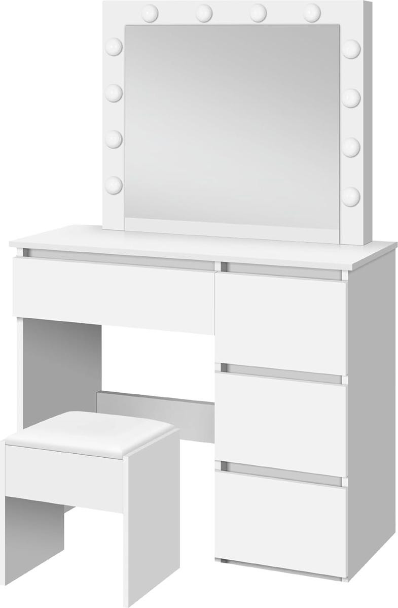 Lykke Amelia make-uptafel met verlichting, wit, Breedte: 94 cm