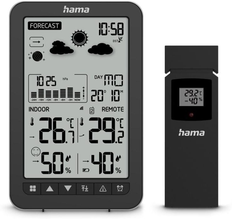 Funkwetterstation HAMA "Ko Samui", schwarz, Wetterstationen, Funkwetterstation, Wetterstation mit Aussensensor, Funk und Wecker schwarz Einheitsgröße