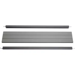 Abschluss-Set für WPC-Sichtschutz Savoie, Abschlussprofil Windschutz, Alu-Pfosten ~ 90cm, grau
