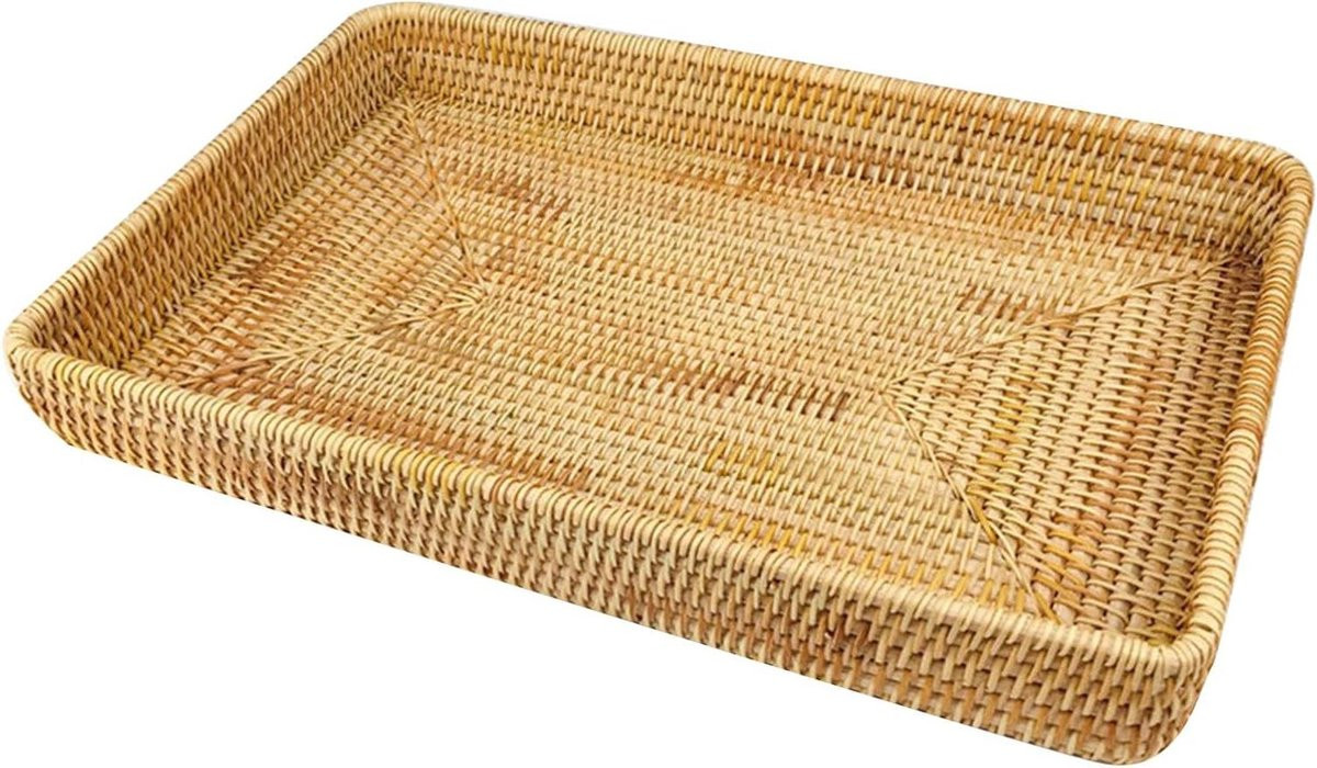Rotan Dienblad Natuurlijk - Handgeweven Serveerschaal voor Decoratie en Opslag