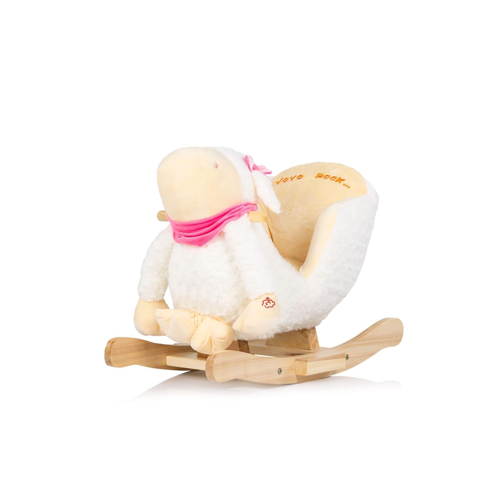 Chipolino Schaukeltier Sitz Musik Holz Plüsch Handgriffe Fußstütze ab 10 Monate weiß
