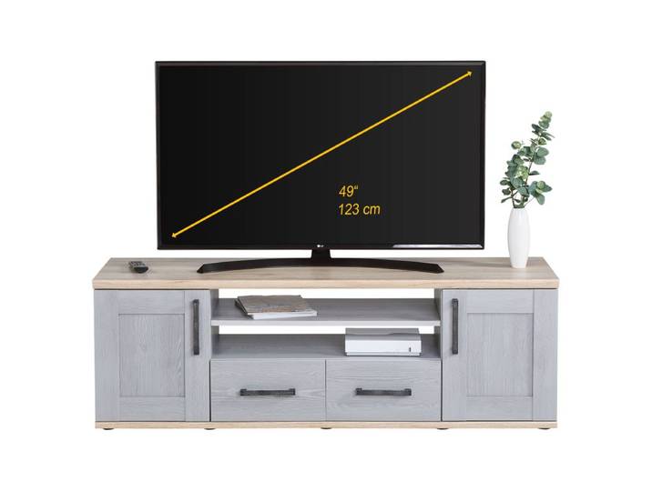Meuble TV 2PP / 2N / 2T ROMANCE Gris chêne