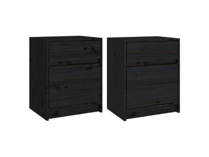 fsahslih 2er Set Nachttische Schwarz 40x31x50 cm Massivholz Kiefer Kompakte Nachtschränke fürs Schlafzimmer aus Kiefernholz bieten praktischen Stauraum und zeitlose Eleganz.