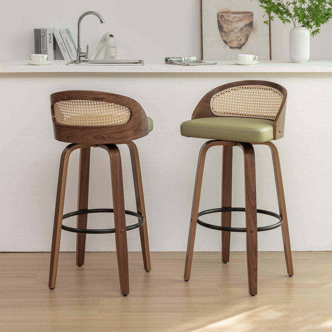 Blue Elephant Leeana Swivel Bar Stool Green Bar Stool (76.2cm Seat Height)