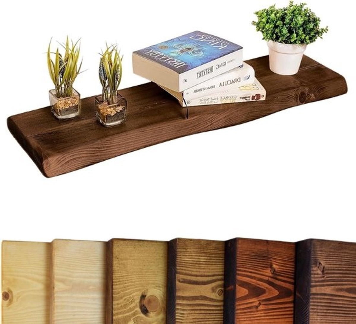 Zwevende Wandplank Rustiek Live Edge Design Walnoot 160 cm