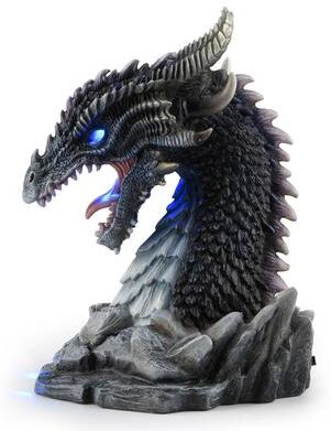 Veronese Design 8.07 in H Horned Obsidian Dragon Bust LED Poly Resin