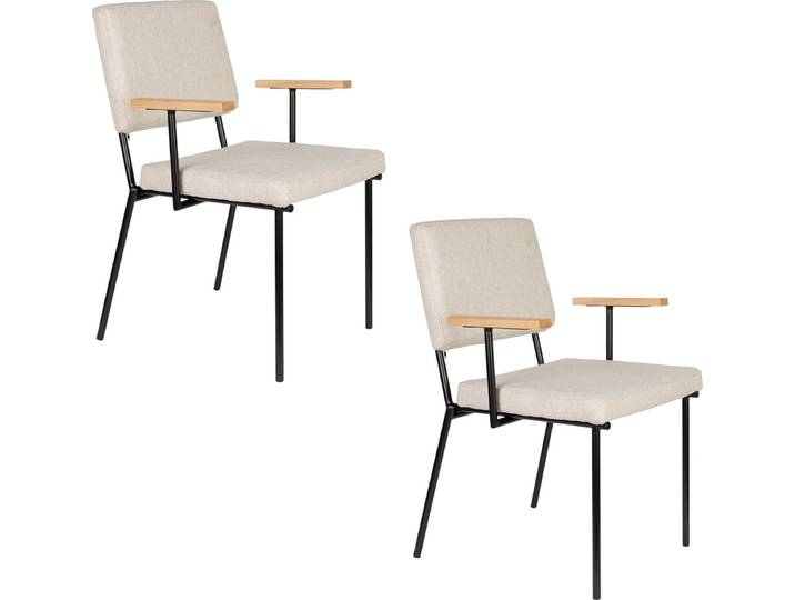 Zuiver Fellow Eetkamerstoelen Armleuning Off-White - Set van 2