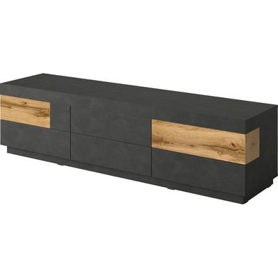 Lowboard OTTO HOME "SILKE", grau (anthrazit matera, votaneichefarben), B:206cm H:54cm T:50cm, Sideboards, Lowboard, Breite 206 cm, Hochglanzfronten