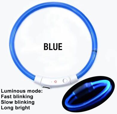 Quick Pick Pro USB Rechargeable LED Dog Collar Glow In The Dark Pet Safety Collar blue m