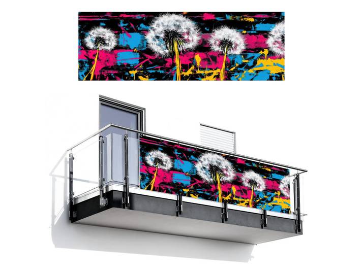 MuchoWow Balkon-Sichtschutz Straßenkunst - Bunt - Wand, Schwarz, Kunststoff, Rechteckig, 300x100 cm, Sonnenschutz, Sichtschutz