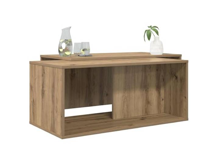 KTHLBRH Couchtisch-Set, 2 Stück, 90 x 48 x 40 cm, Eiche Mehrschichtiges Holz, schlankes rechteckiges Design, für Wohnzimmer, pflegeleicht