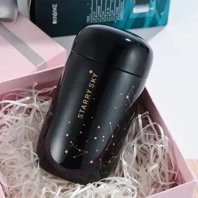 Friendly Fresh Finds Starry Sky Stainless Steel Thermos Bottle Leakproof Vacuum Flask For Coffee & Travel black