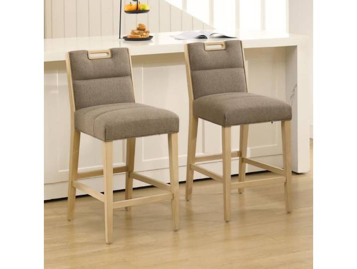 chairus Tabouret Bar Lot de 2 Tabouret de Bar en Bois Chaise Haute de Bar Tabouret de Comptoir pour Salle à Manger Lin Marron