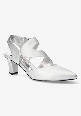 Women's Venue Pumps by Easy Street in Silver Satin (Size 7 M)