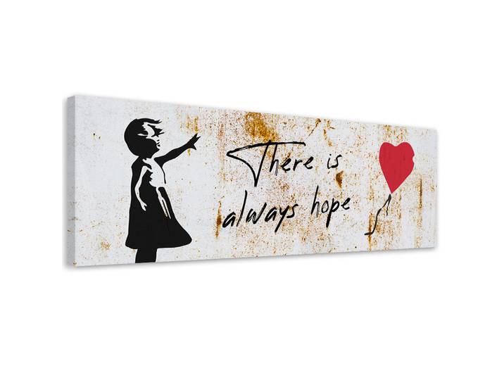 Feeby Leinwandbild Banksy Girl mit Luftballon 120x40cm, Beige, Streetart/Graffiti, Rechteckig, 120x40 cm, Bilder & Rahmen, Bilder, Leinwandbilder