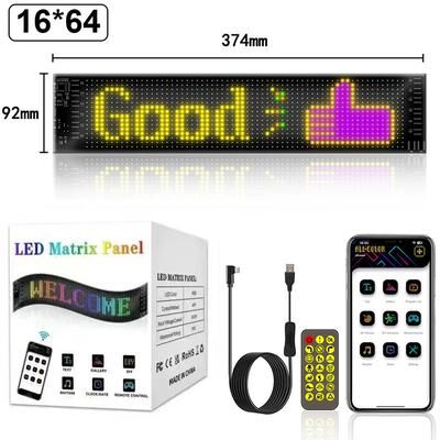 Combo Retail Shop RGB LED Matrix Pixel Logo Lamp For Cars, Scrolling Advertising LED Panel, Flexible Display Light, DIY Custom Text 16x64 Leds 9x37 Cm