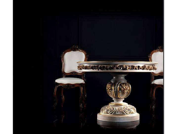 JVmoebel Esstisch Runder Esstisch aus massivem Holz im italienischen Barock-Stil (Packung, 1-St., Esstisch), Made in Europa