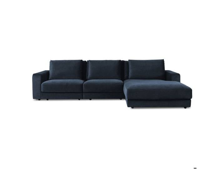 Canapé angle droit Venezia en velours bleu - 5 places