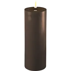 Deluxe Homeart LED Stumpenkerze Real Flame mokka, Ø7,5 x H20cm, mokka