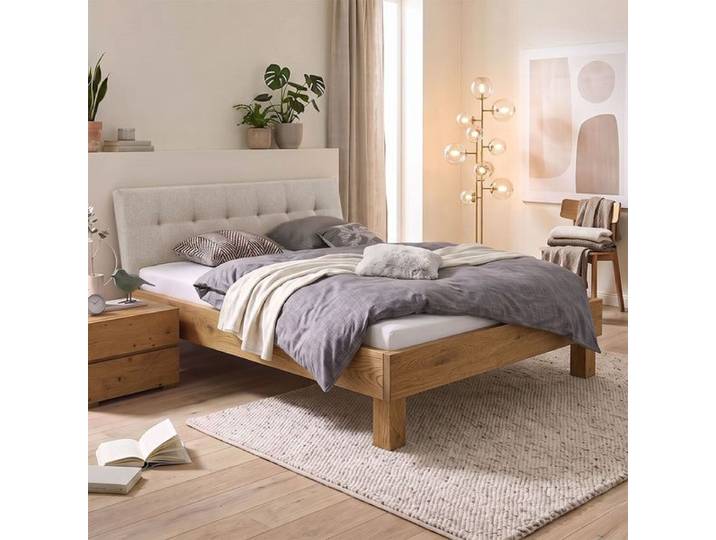 Massivholzbett Santa Luiza Wildeiche Massivholz 180x200 cm klassischer Stil, Mit Kopfteil
