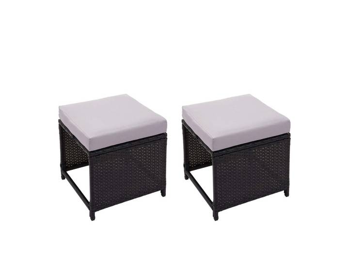 POLY-RATTAN HOCKER Schwarz 2er-Set
