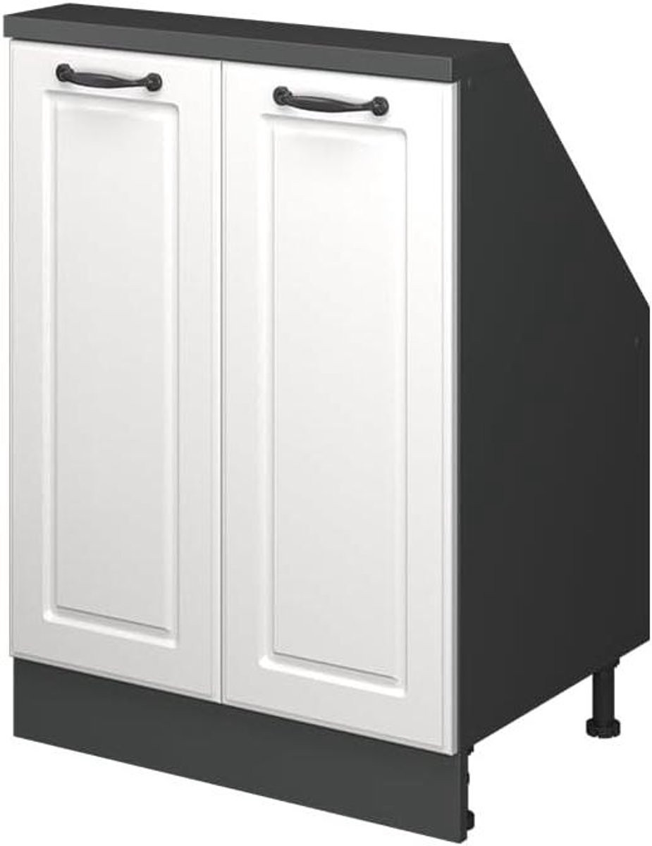 Wit Landhuis Keukenkast voor Schuine Wanden - Ruimtebesparende Opbergkast - Breedte: 60 cm