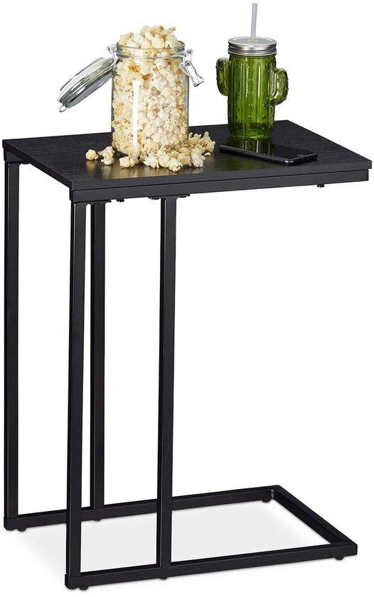 Moderne zwarte vierkante siertafel met metalen onderstel