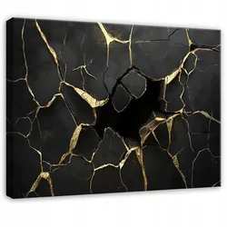 BILDER Abstrakt Marmor Schwarz Gold Modern Wohnzimmer 60x40