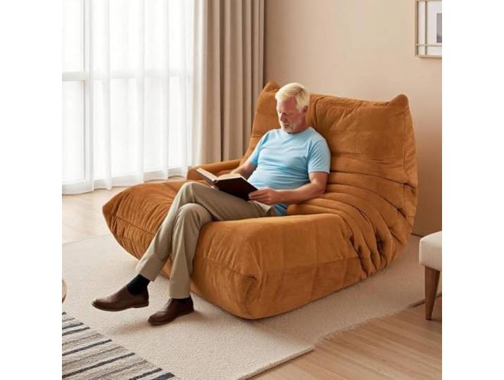 Mavdecll Togo Fireside Lounge Chair, Ecksofa Sitzsack Stuhl, Lazy Floor Couch, High Rebound Schwamm & Weiches Wildleder Material, Ergonomisches Design, Für Wohnzimmer, Schlafzimmer, Büro