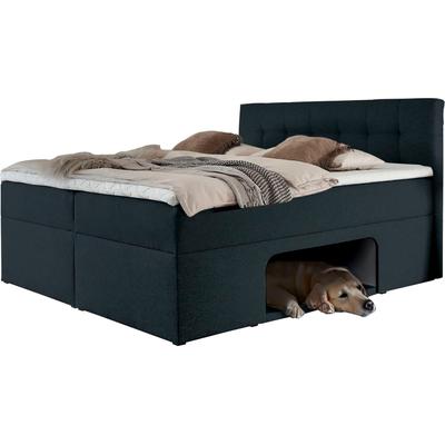Boxbett HOME AFFAIRE "Carolin", grau (dunkelgrau), B:142cm L:210cm, Komplettbetten, mit Nische inkl. gepolsterter Unterlage für Haustiere