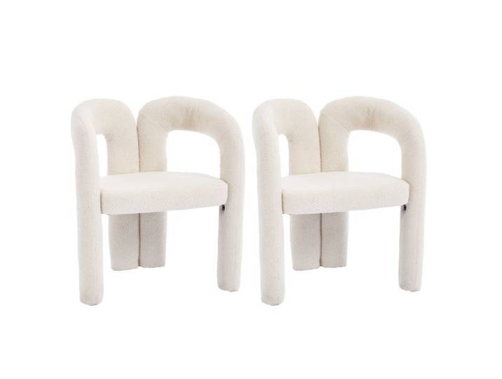 Logidon Premium Fauteuil Ergonomique Teddy Velours Beige Set 2