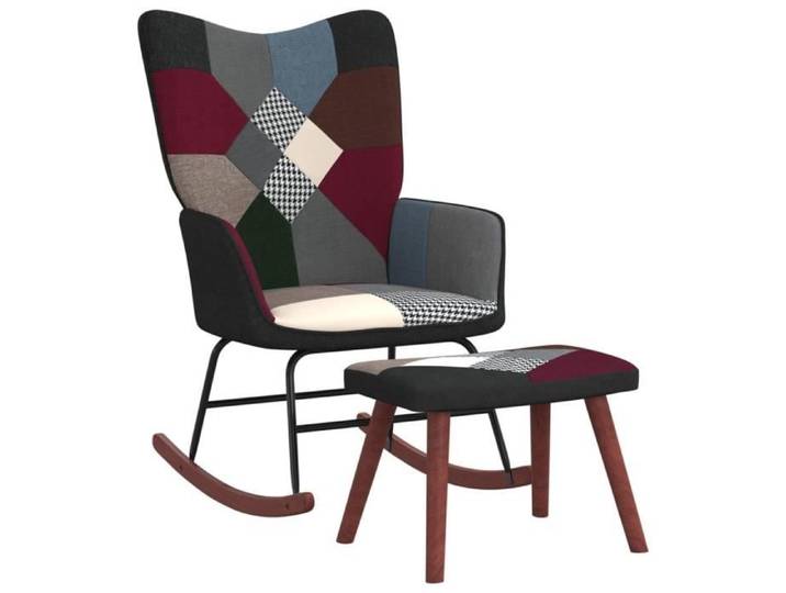 Chaise à bascule avec tabouret Patchwork Tissu - VIDAXL - Relaxation - Blanc - Contemporain - Design